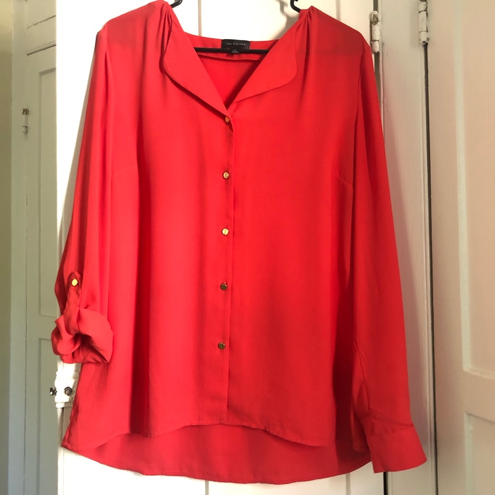 The Limited Red Blouse with Gold Accent Buttons